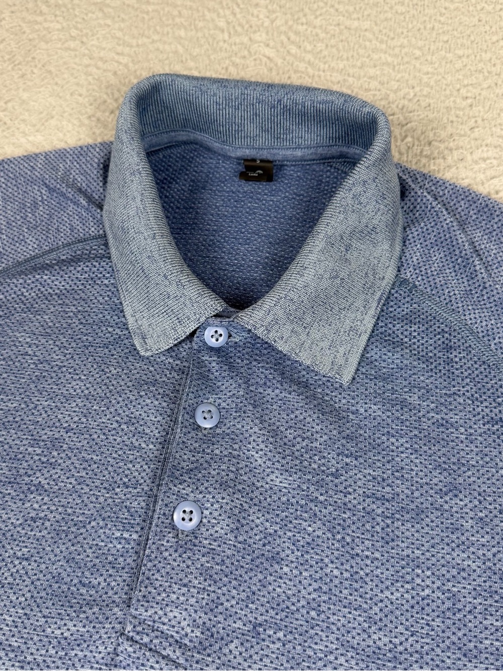 Lululemon Metal Vent Tech Polo Shirt Mens Small Heather Blue Performance Active